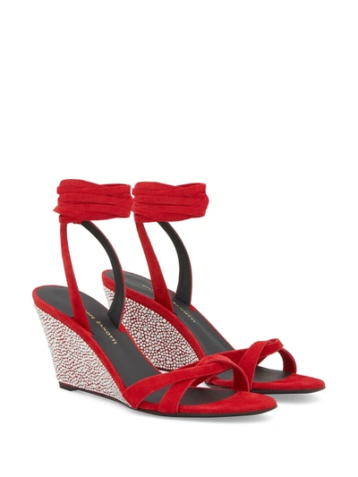 Shop Giuseppe Zanotti Crystal-embellished Sandals In Red