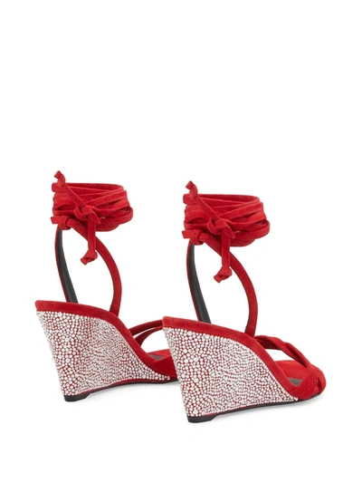 Shop Giuseppe Zanotti Crystal-embellished Sandals In Red