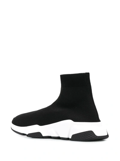 Balenciaga Speed Lt Logo-print Stretch-knit High-top Sneakers In Black