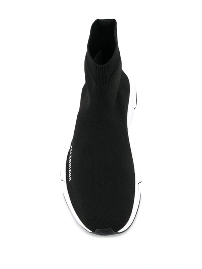 Balenciaga Speed Lt Logo-print Stretch-knit High-top Sneakers In Black