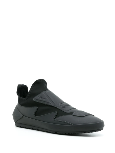 Shop Ferragamo Panelled Slip-on Sneakers In Black