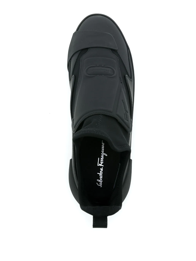 Ferragamo Panelled Slip-on Sneakers In Black