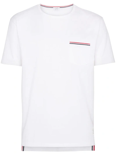 Shop Thom Browne Rwb-stripe Cotton T-shirt In White