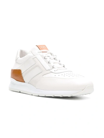 Shop Tod's Contrast Panels Sneakers In White