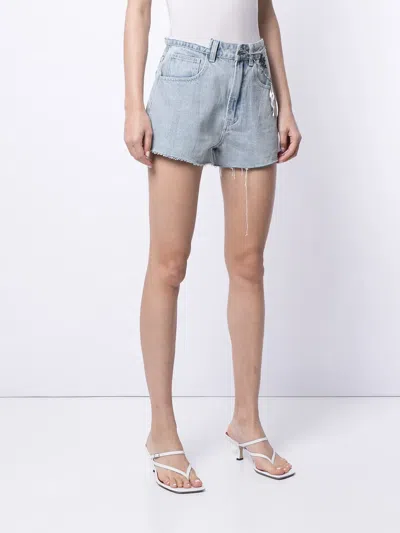 Ground Zero High-rise Distressed Denim Shorts In Blue