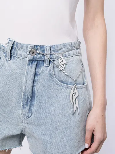 Ground Zero High-rise Distressed Denim Shorts In Blue