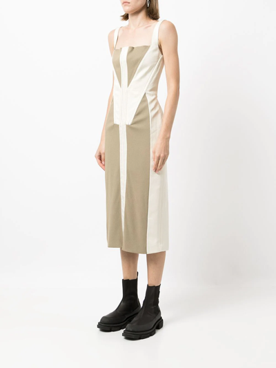 Shop Dion Lee Fork-frame Corset Dress In Brown