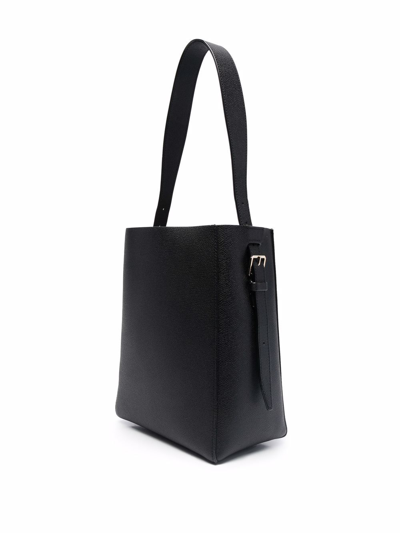 Shop Valextra Medium Leather Tote Bag In Schwarz