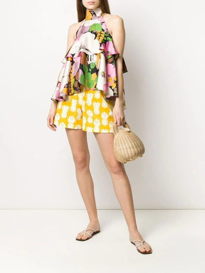 La Doublej Good Butt Pineapple-print Shorts In Yellow