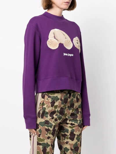 Shop Palm Angels Bear Patch Crew Neck Sweatshirt In Violett