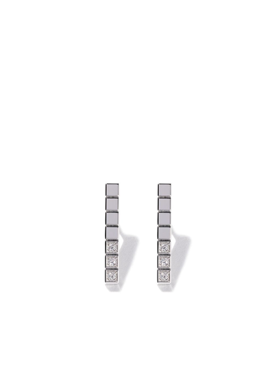 Shop Chopard 18kt White Gold Ice Cube Pure Diamond Earrings In Fairmined White Gold