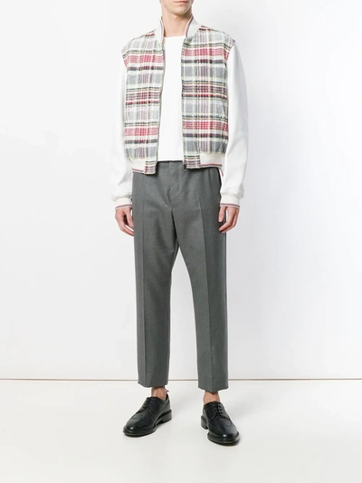 Shop Thom Browne Backstrap Cropped Tailored Trousers In Grey