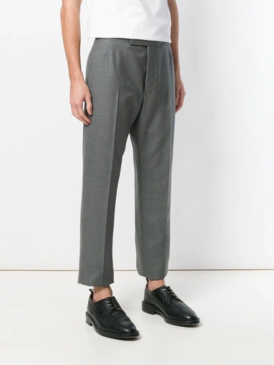 Shop Thom Browne Backstrap Cropped Tailored Trousers In Grey