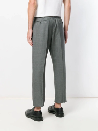 Shop Thom Browne Backstrap Cropped Tailored Trousers In Grey