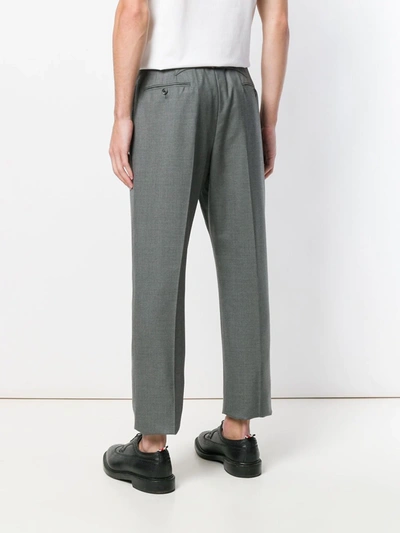 Thom Browne Classic Backstrap Side Tab Wool Pants In Grey
