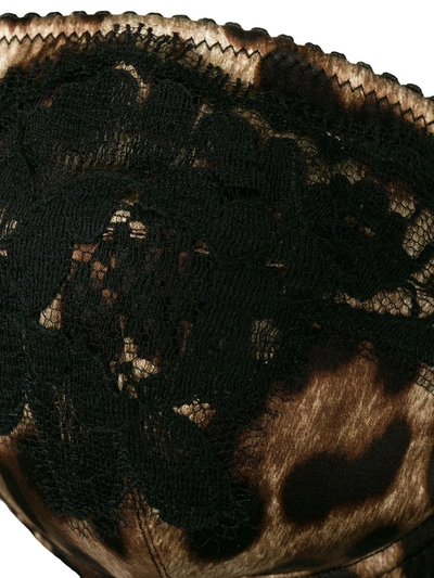 Dolce & Gabbana Leopard-print Stretch Silk Balconette Bra In Brown