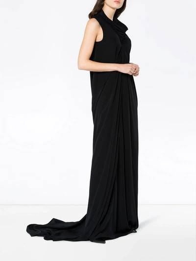 sleeveless draped neck maxi dress