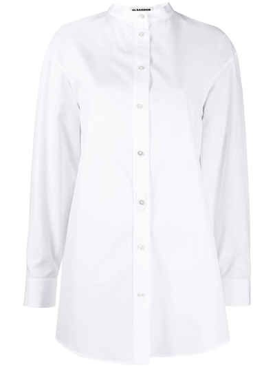 Shop Jil Sander Logo-embroidered Cotton Shirt In White
