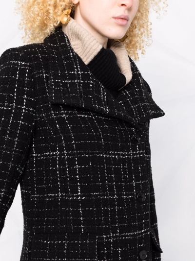 Shop Patrizia Pepe Bouclé Wool-blend Single-breasted Coat In Black