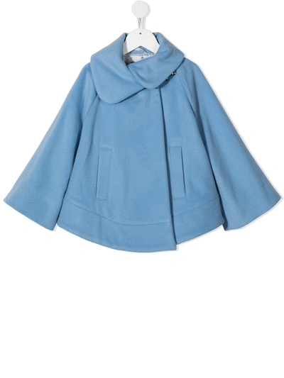 Shop Fay Knitted Long-sleeved Cape In Blue