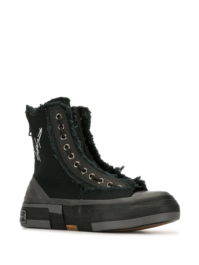 Shop Yohji Yamamoto High-top Cotton Sneakers In Black