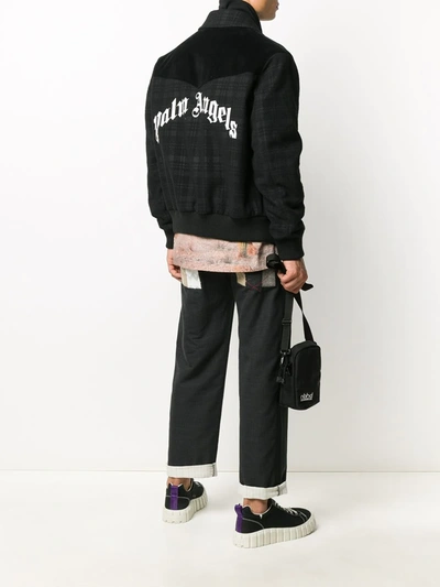 Shop Palm Angels Checked Collared Jacket In Black