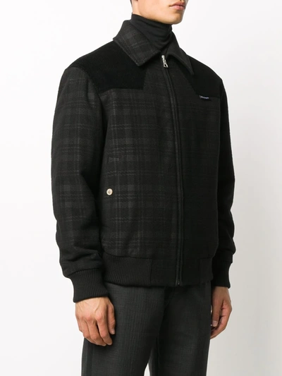 Shop Palm Angels Checked Collared Jacket In Black