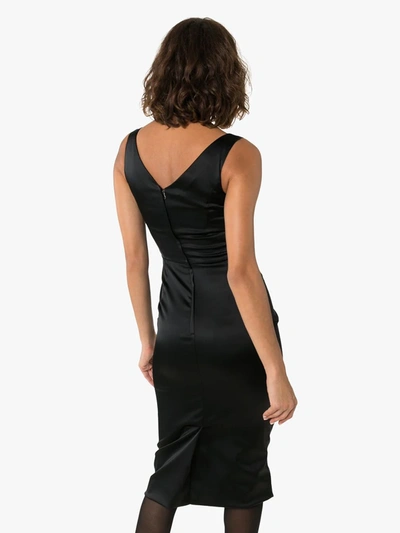Shop Dolce & Gabbana Satin Bustier Style Midi Dress In Black