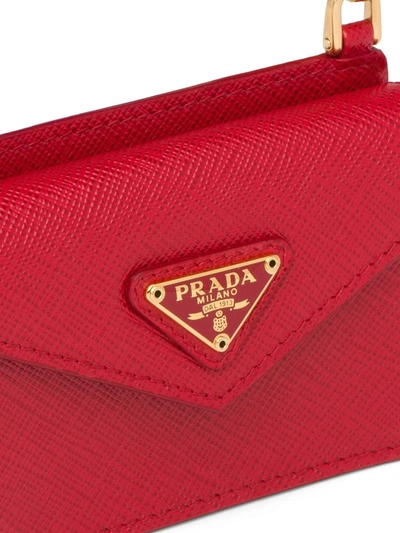 Shop Prada Shoulder Strap Cardholder In Red