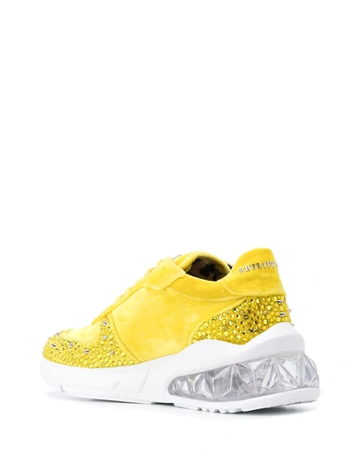 Shop Philipp Plein Studs Velvet Chunky-sole Sneakers In Yellow