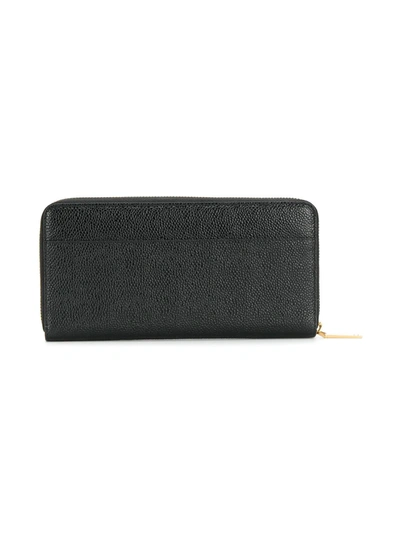 Shop Thom Browne Grosgrain-tab Leather Continental Wallet In Black