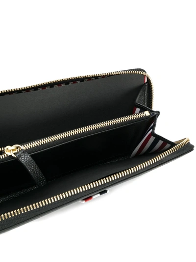 Shop Thom Browne Grosgrain-tab Leather Continental Wallet In Black