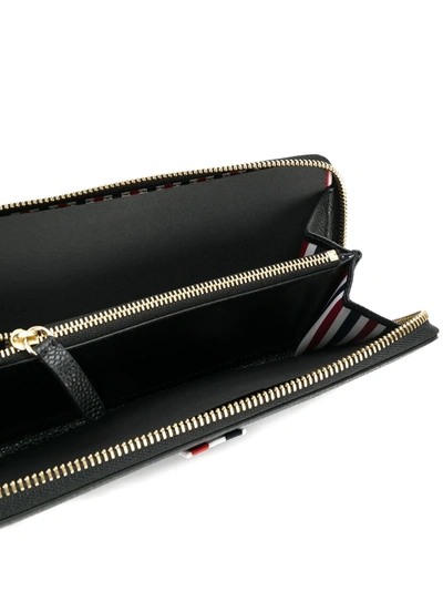 Thom Browne Grosgrain-tab Leather Continental Wallet In Black