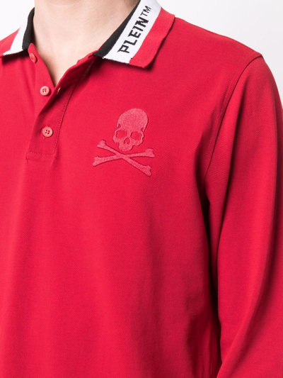 Shop Philipp Plein Skull-motif Cotton Polo Shirt In Rot