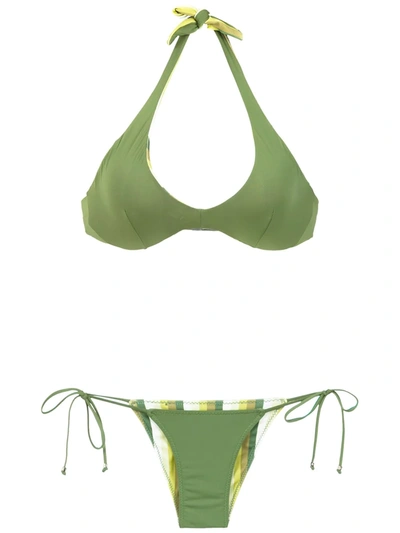 Shop Amir Slama Reversible Bikini Set In Green