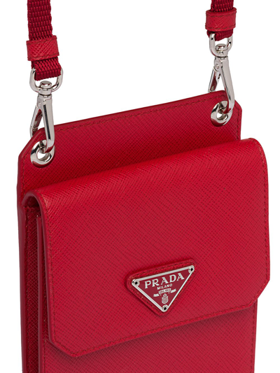Shop Prada Neck Strap Cellphone Case In Red