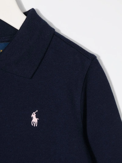 Shop Ralph Lauren Embroidered Logo Polo Dress In Blue