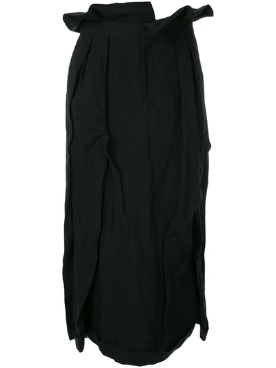 Shop Aganovich Long Pleated Skirt In Black