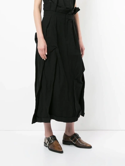 Shop Aganovich Long Pleated Skirt In Black