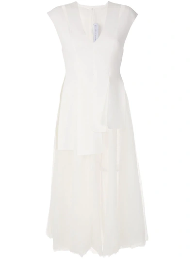 Shop Gloria Coelho Tulle Skirt Midi Dress In White