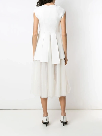 Shop Gloria Coelho Tulle Skirt Midi Dress In White