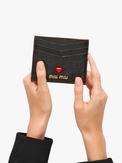 Shop Miu Miu Love Logo Cardholder In Black