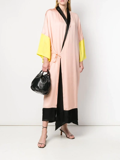 Shop Haider Ackermann Colour Block Robe Wrap Dress In Pink