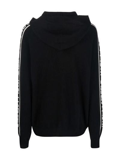 Shop Karl Lagerfeld Logo Cashmere Hoodie In Black