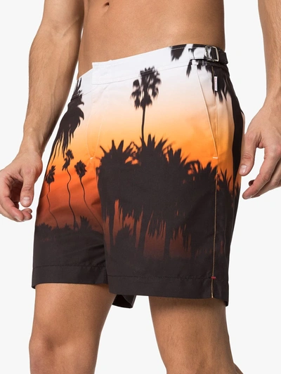 Shop Orlebar Brown Bulldog Palm Tree-print Swim Shorts In Orange