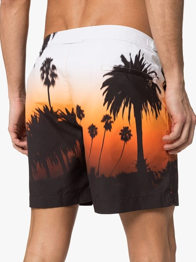 Shop Orlebar Brown Bulldog Palm Tree-print Swim Shorts In Orange