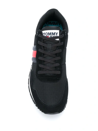 Shop Tommy Jeans Side Logo Sneakers In Black