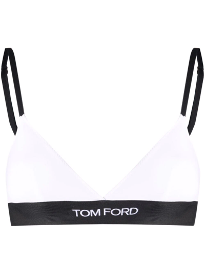 Shop Tom Ford Waistband-logo Triangle Bra In White
