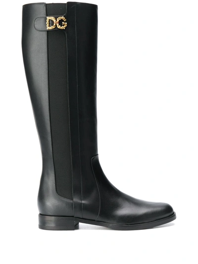 Shop Dolce & Gabbana Dg Logo Boots In Black