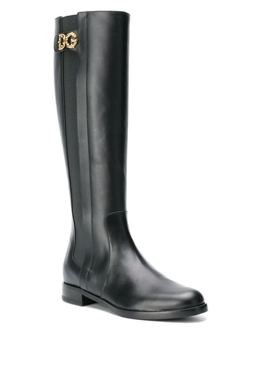 Shop Dolce & Gabbana Dg Logo Boots In Black